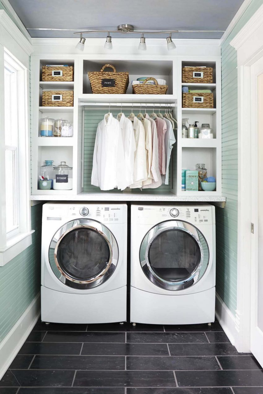 Cute Small Laundry Room Ideas - Stack Them Up - Harptimes.com