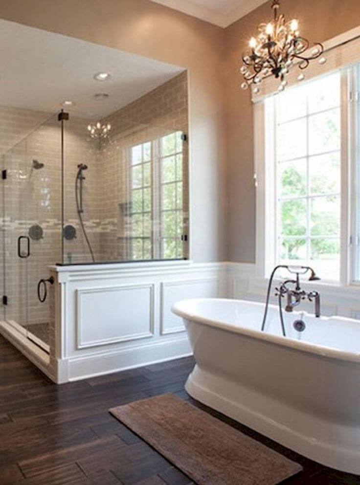 A Cast Iron Double-Ended Pedestal Tub in Master Bathroom Ideas - Harptimes.com