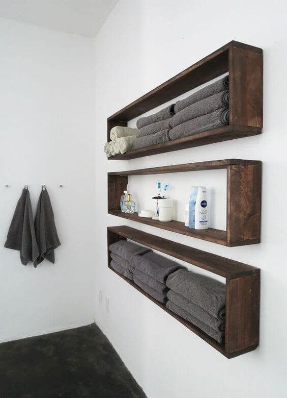 Bathroom Color Paint Ideas Dark Pallet Shelves in White Bathroom - Harptimes.com