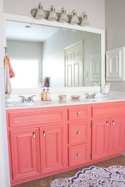 Bathroom Color Ideas White Bathroom with Pink Cabinets - Harptimes.com