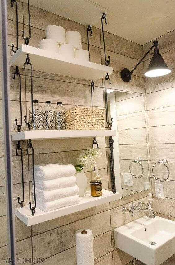 Bathroom Storage Ideas Hanging Shelves beside Vanity - Harptimes.com