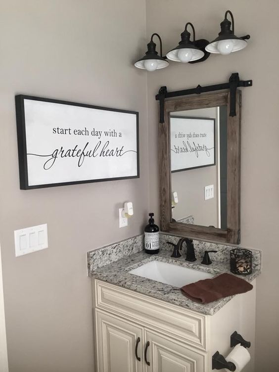 Guest Bathroom Ideas Small Vanity with Simple Wall Decor - Harptimes.com