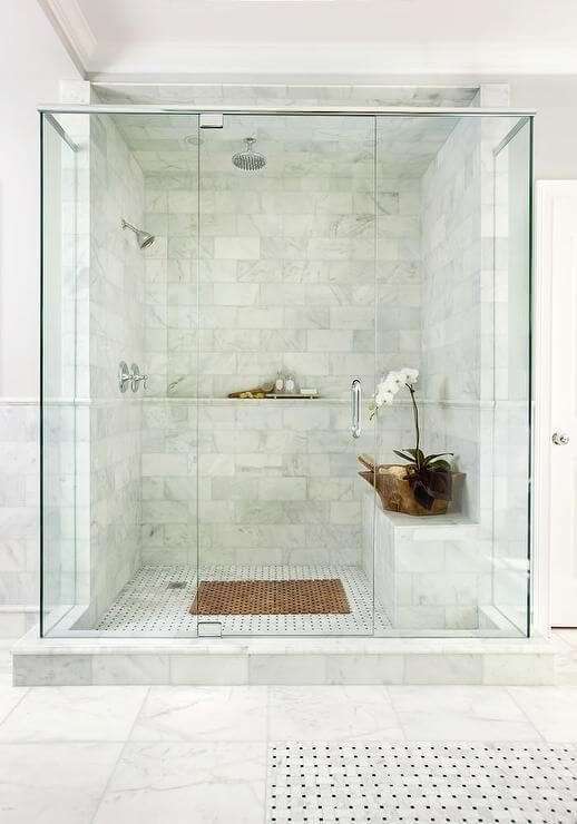 Marble and Stone Inspired Tile for Shower Room Walk In Shower Tile Ideas - Harptimes.com