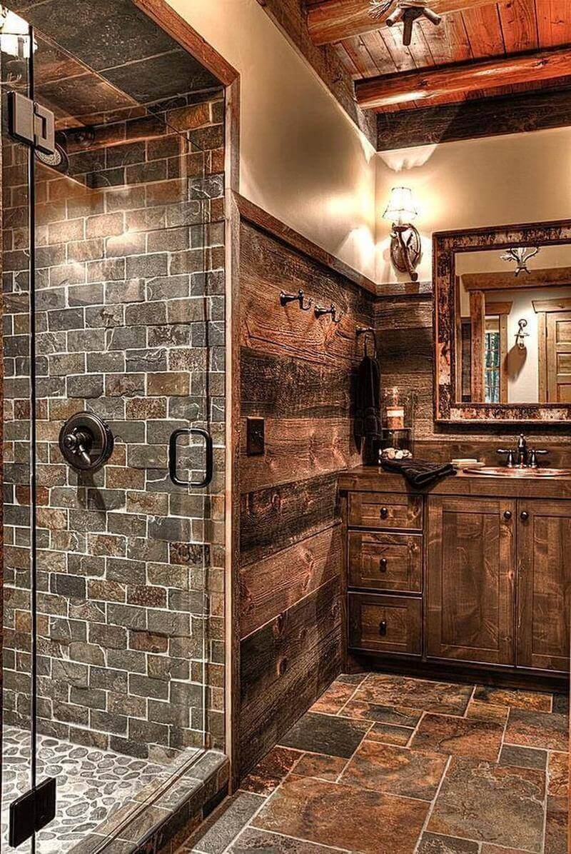 Rustic Bathroom Ideas in the Lakeside Cabin - Harptimes.com
