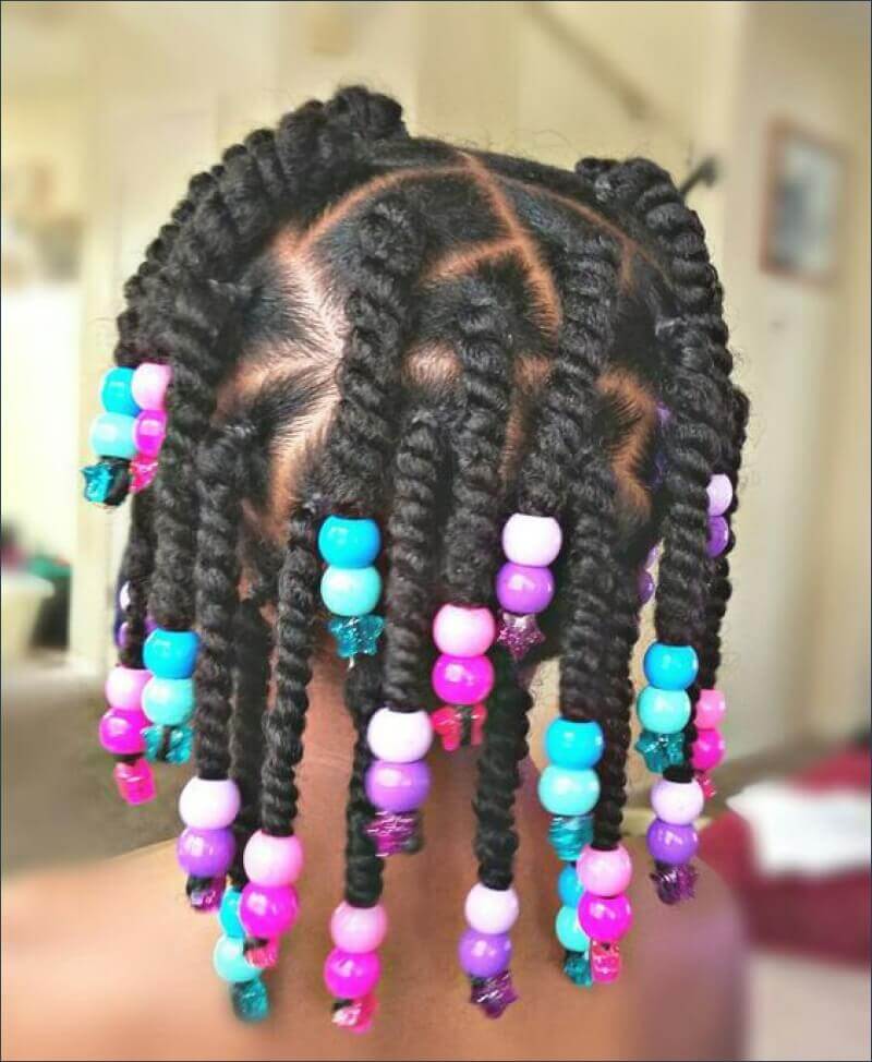 Little Black Girl Hairstyles with Beads