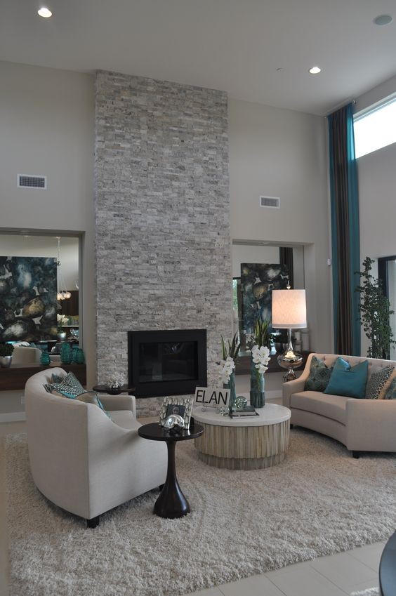 Modern Industrial Corner Fireplace Ideas in Stone