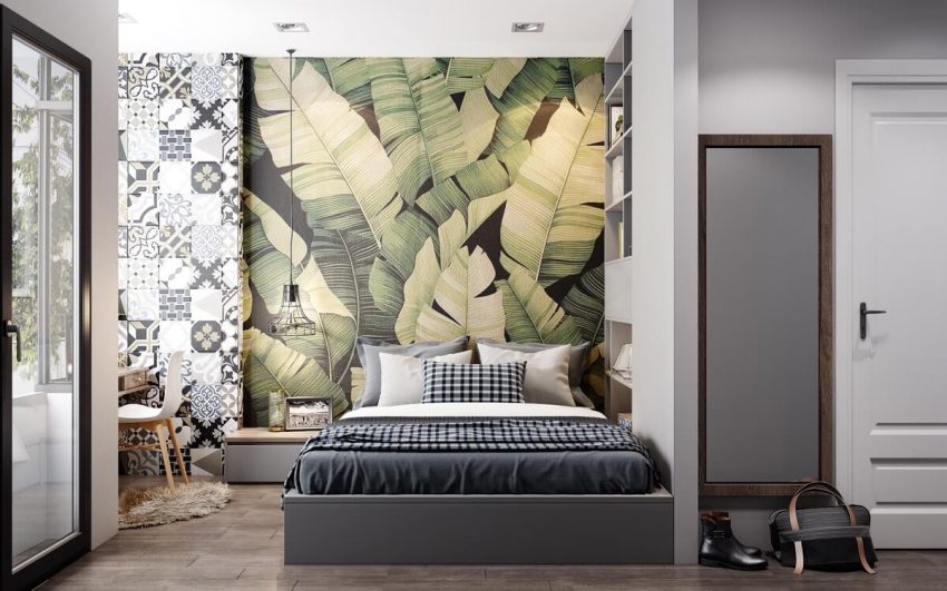 Wallpaper Accent Wall Ideas - Bring The Tropical Forest to Your Room - Harptimes.com