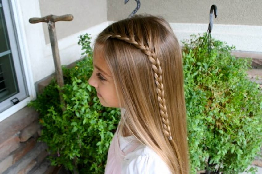 8. Same Side Lace Braid Kids Hairstyles - Harptimes.com