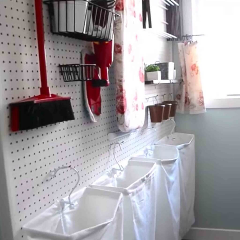 Very Small Laundry Room Ideas - Cover the Wall with Pegboard - Harptimes.com
