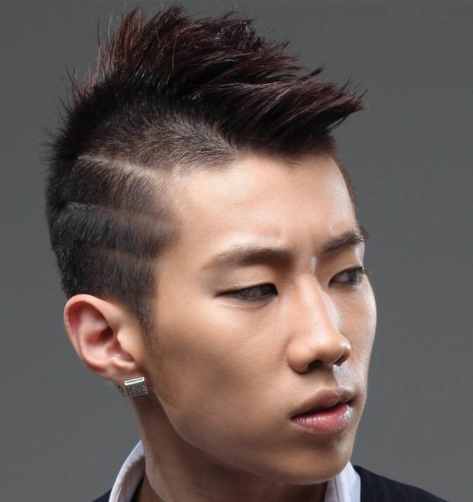 Asian Hairstyles Men Mini Mohawk with Lines Hairstyles - Harptimes.com