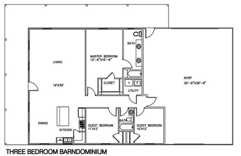 Modern Barndominium Floor Plans 2 Story with Loft [30x40