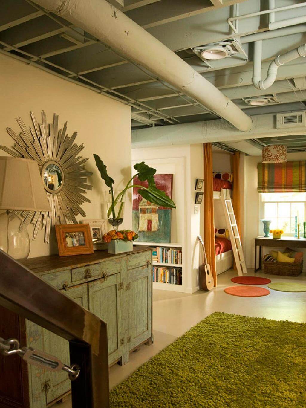 low basement ceiling ideas - 23. Let The Ceiling Shows its Industrial Vibe - Harptimes.com