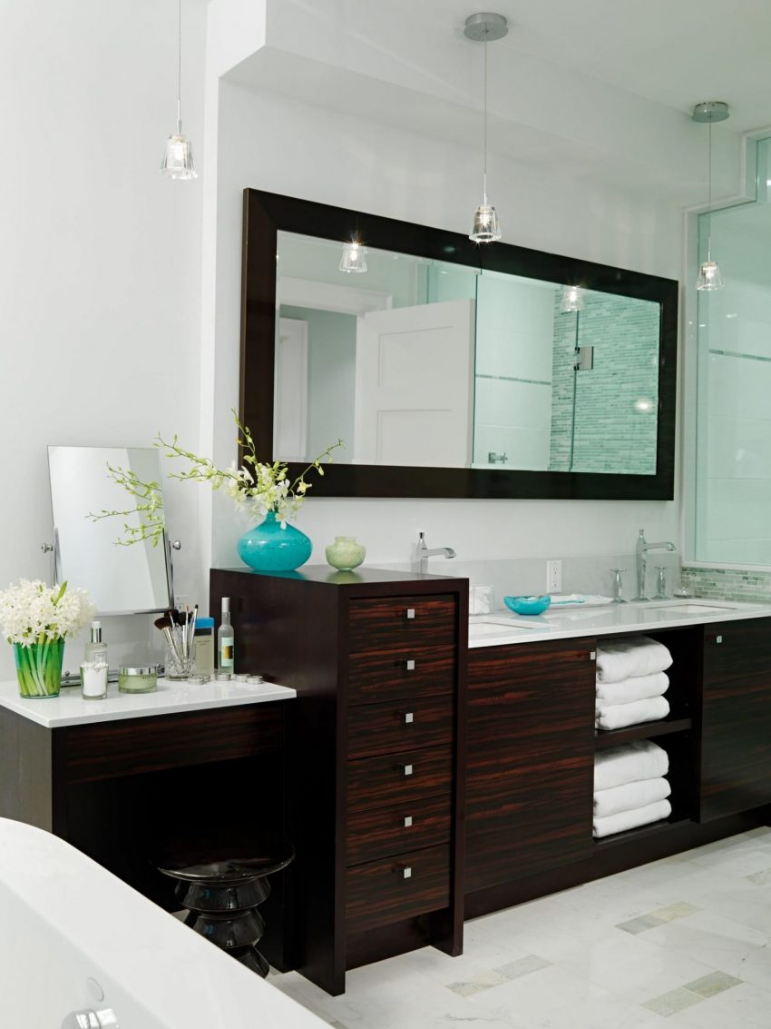 Bathroom Mirror Ideas - Spa-Like Bathroom with Rectangular Mirror - Harptimes.com