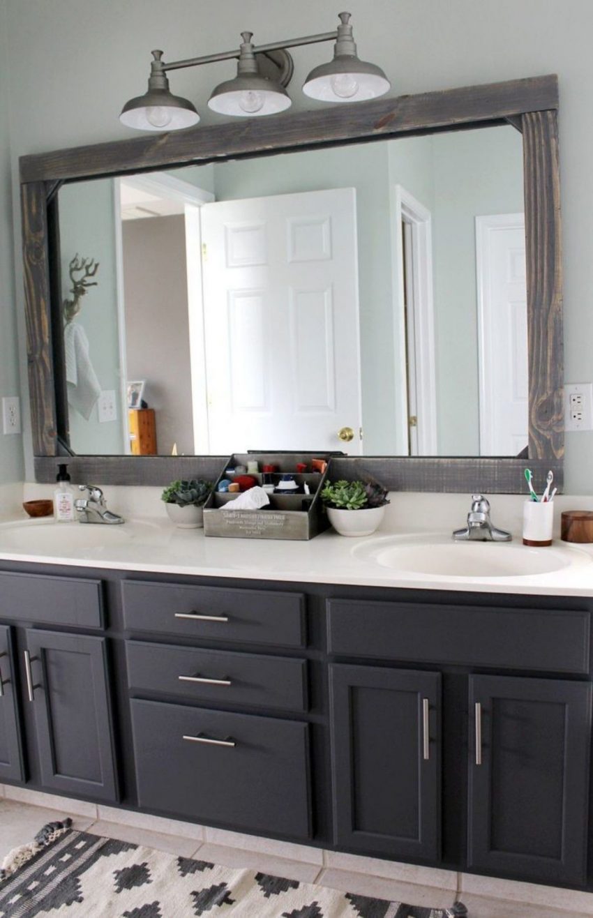 9. Rustic Frame for Bathroom Mirror Ideas - Harptimes.com