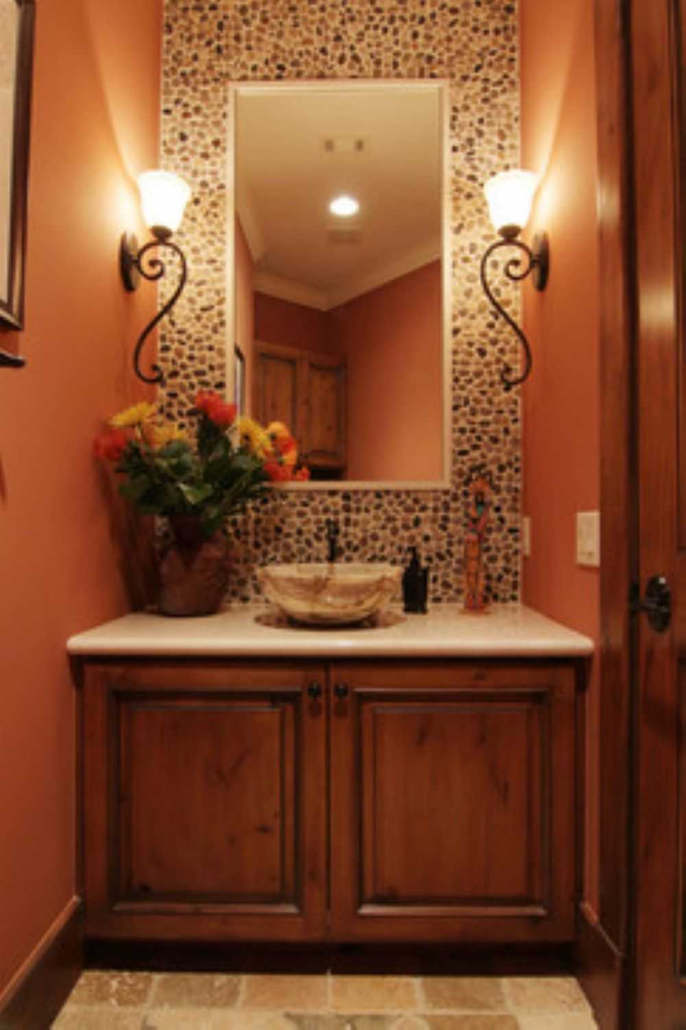 Bathroom Mirror Ideas 3. Small Tuscan Bathroom with Frameless Mirror - Harptimes.com