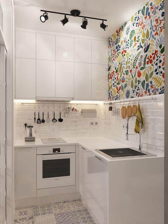 kitchen decor ideas diy - 23. Colorful Wallpaper to Decorate Kitchen - Harptimes.com