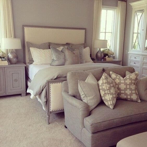 12. Gray and Cream Combination for Master Bedroom Ideas - Harptimes.com