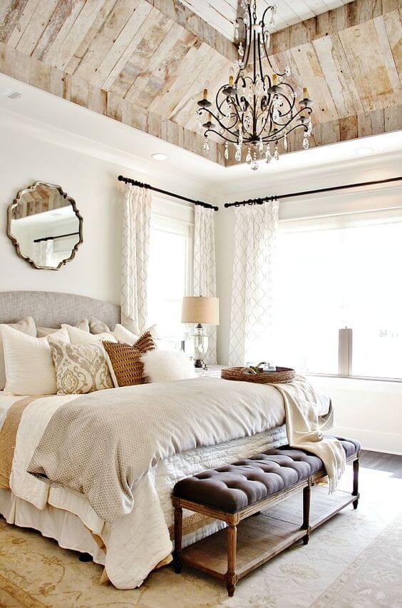 8. Vintage Master Bedroom Ideas with Rustic Ceiling - Harptimes.com