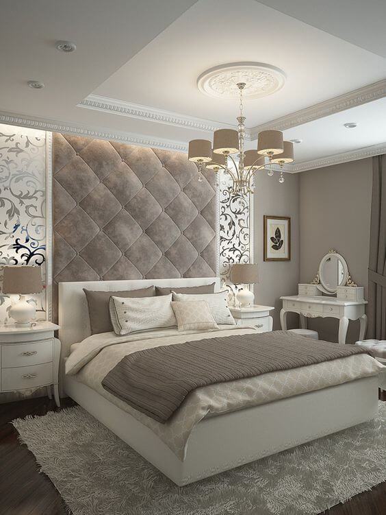 13. Tufted Wall Above Headboard in Master Bedroom 13. Tufted Wall Above Headboard in Master Bedroom Ideas - Harptimes.com