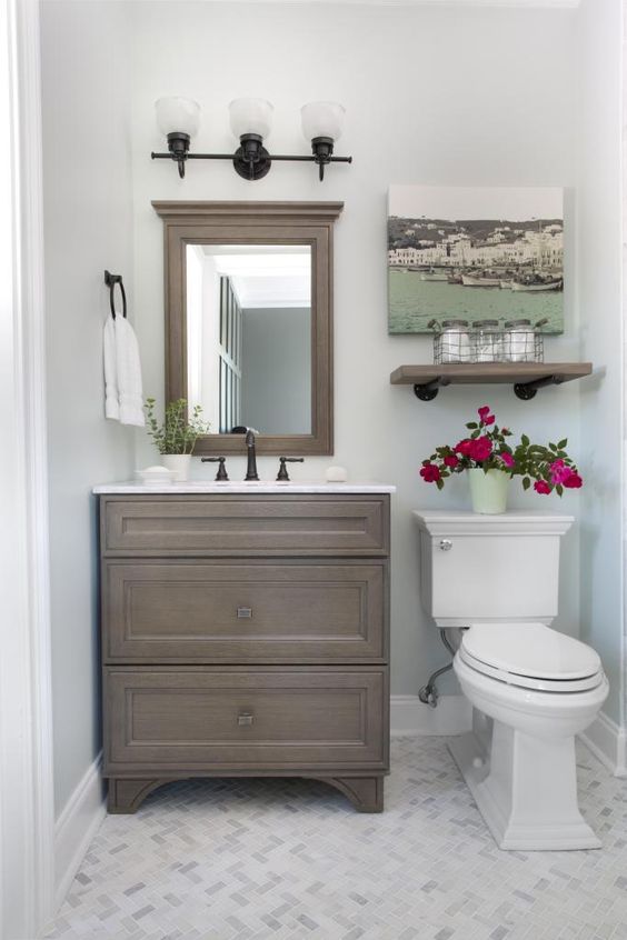 Guest Bathroom Ideas All-White Bathroom with Accentual Elements - Harptimes.com