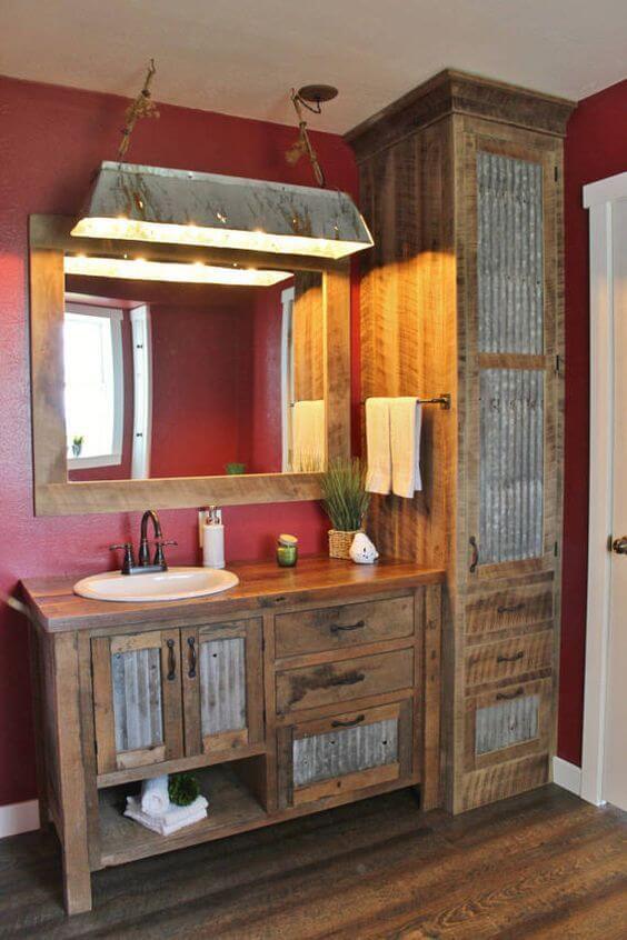Rustic Bathroom Decor Ideas with Galvanized Metal Cabinet - Harptimes.com