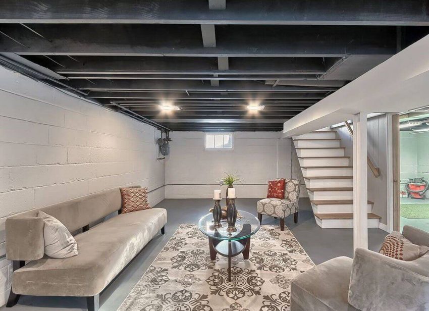 Walkout Basement Wall Ideas Exposed Ceiling