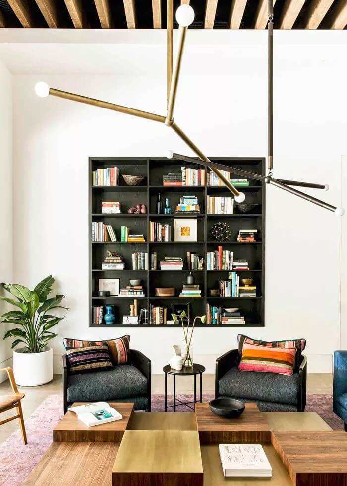 Built-in Bookcase in Modern Living Room Decor Ideas