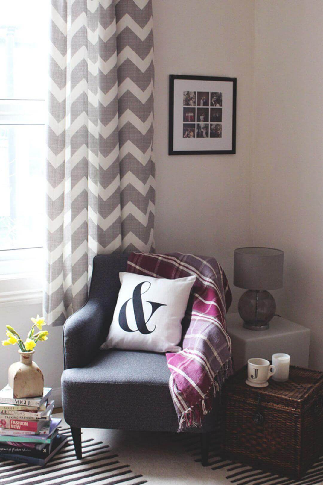 Curtains Living Room Ideas with Two-Toned Chevron Patterns