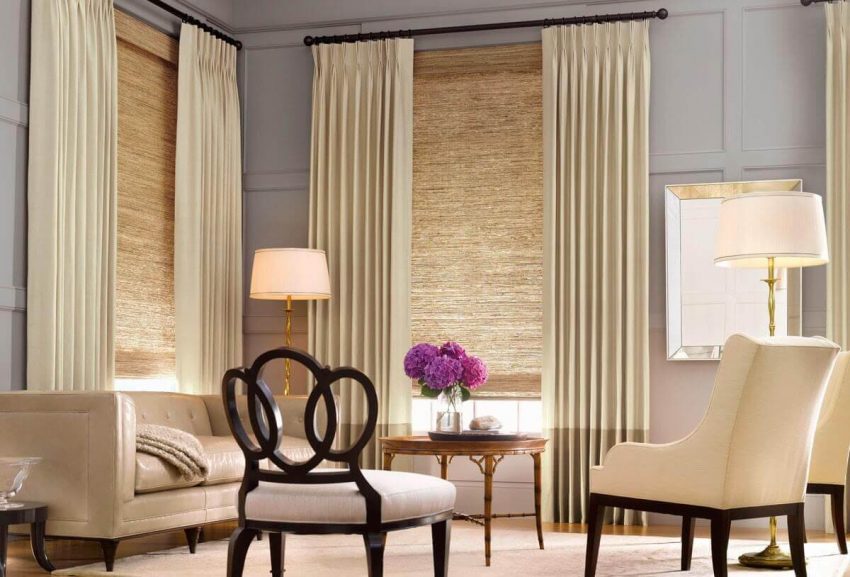 Curtains and Blinds Combination for Living Room Ideas - Harptimes.com