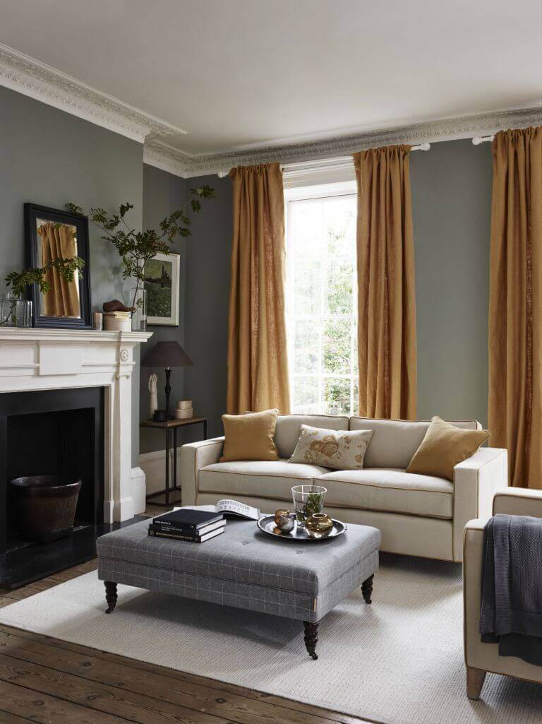 Golden Rod Curtain in Gray Living Room Ideas - Harptimes.com