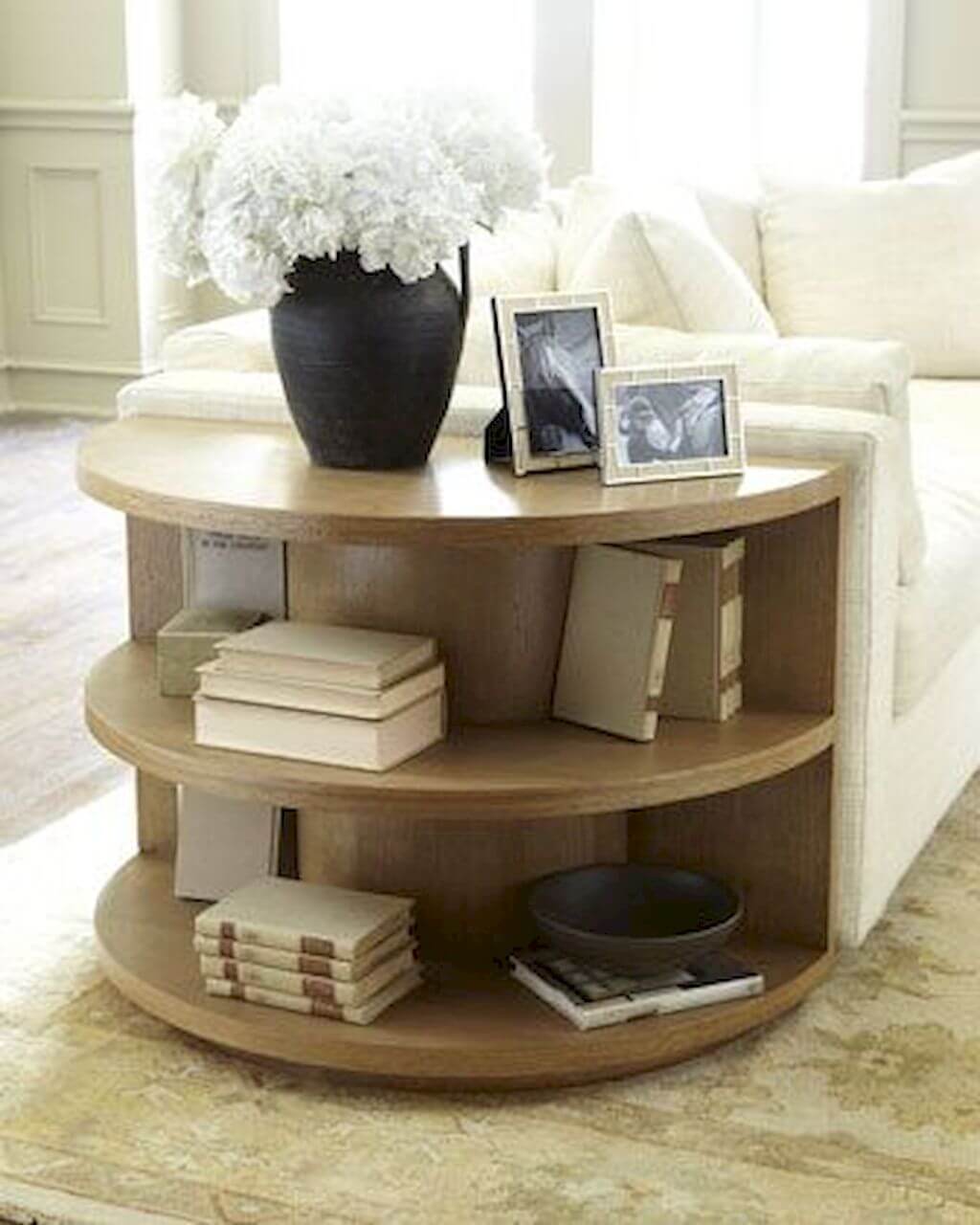 Semi-circular Corner Sofa Table Decor Ideas