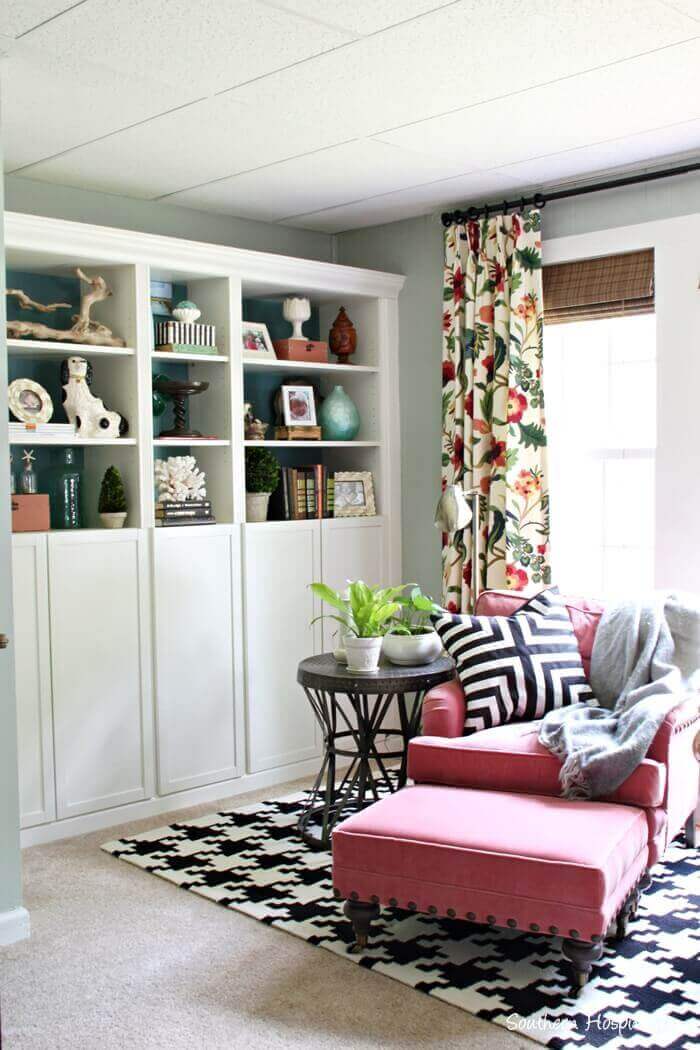 Trendy Retro Floral-Patterned Curtain Living Room Ideas - Harptimes.com