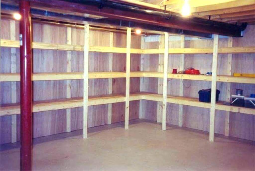 Small Basement Storage Ideas Diy, How To Build Shelves In Unfinished Basement
