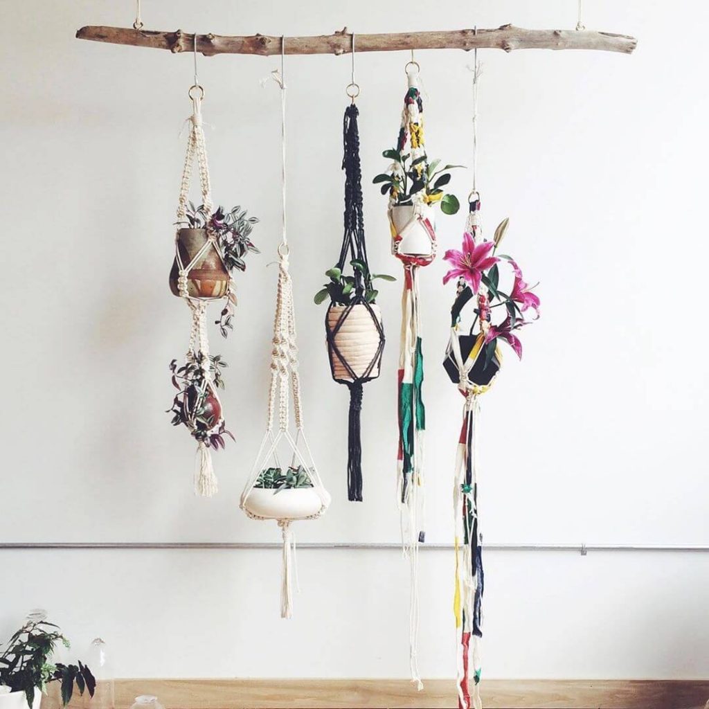 hanging planters on wall