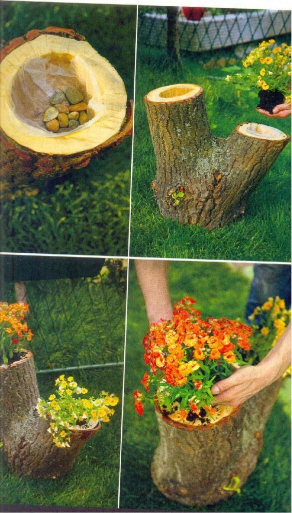 tree stump planter ideas
