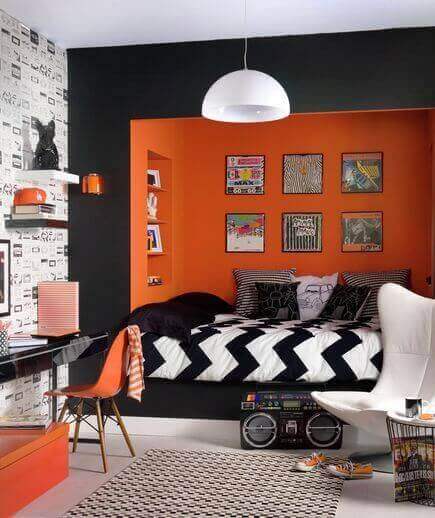 26. Black and Orange Cubicle Boys Bedroom Ideas Black and Orange Cubicle - Harptimes.com