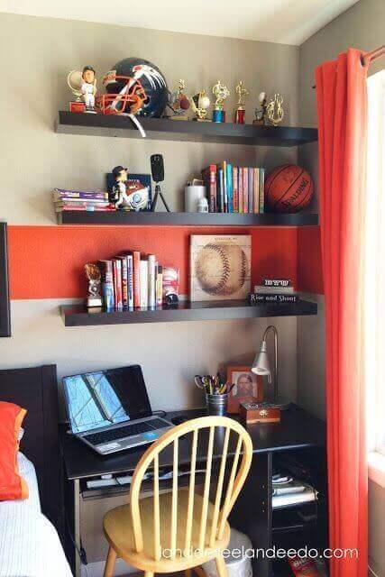 1. Trophies and The Orange Accents Boys Bedroom Ideas Trophies and The Orange Accents - Harptimes.com