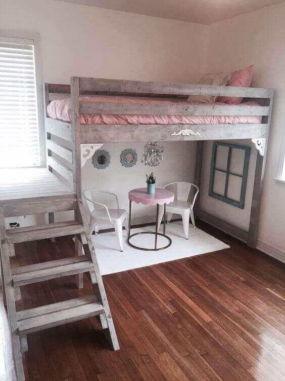 Little Girls Bedroom Ideas for Small Rooms with Vintage Loft Bed - Harptimes.com
