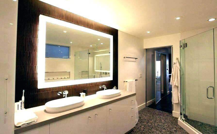 18. Square Vanity Mirror on Brown Accent Wall Square Vanity Mirror with Lights on Brown Accent Wall - Harptimes.com