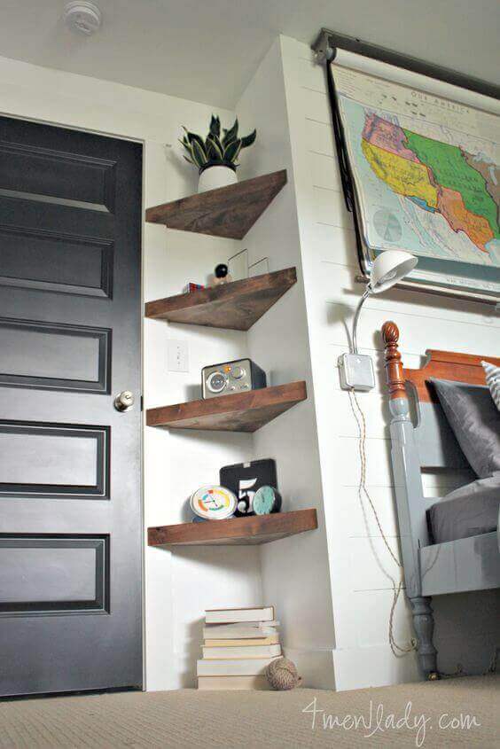 Small Bedroom Ideas with Shelves in Nooks - Harptimes.com