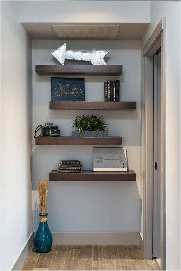 Wall Shelves Ideas at the End of Hallway