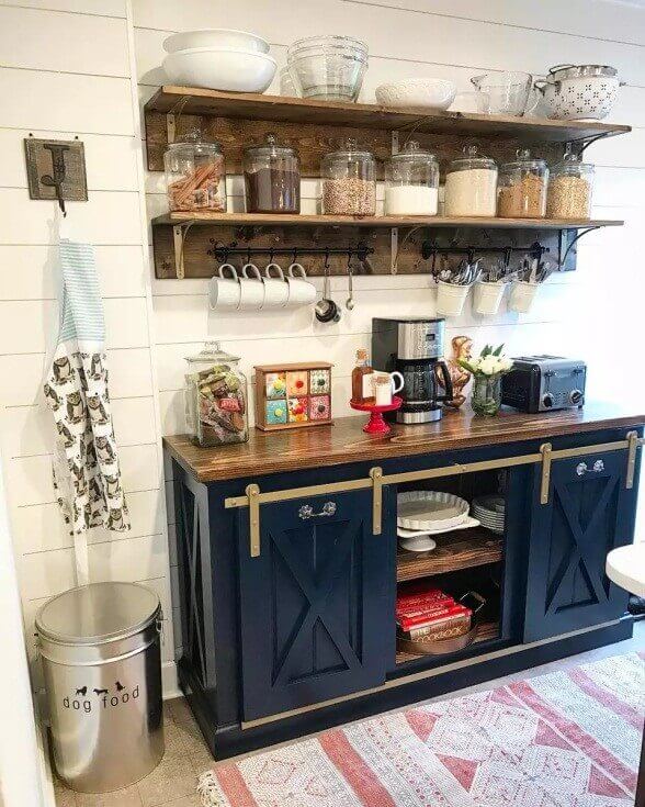 Feature Wall Shelving Ideas Coffee Bar