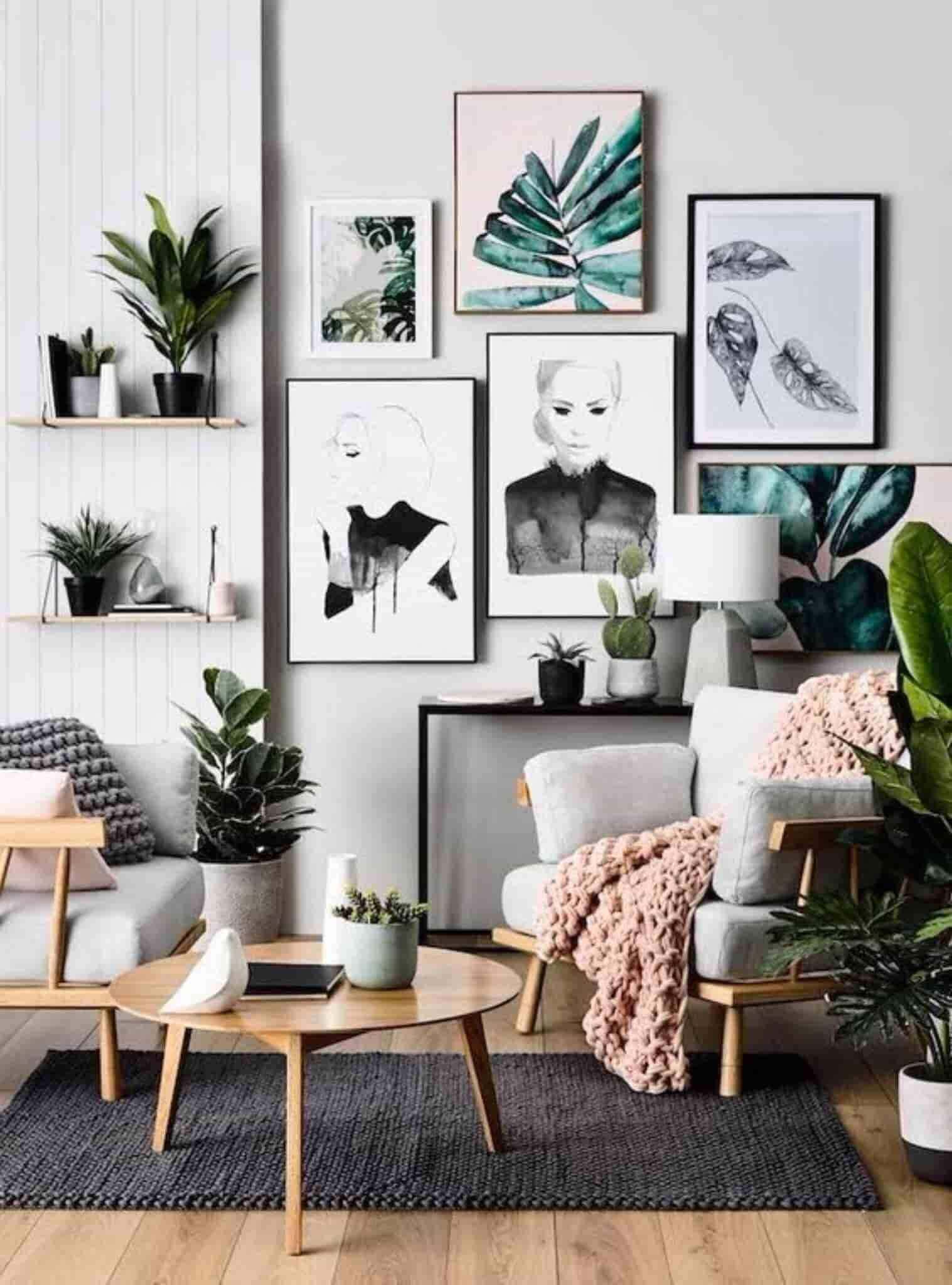 Gallery Wall Ideas Houseplants in Living Room