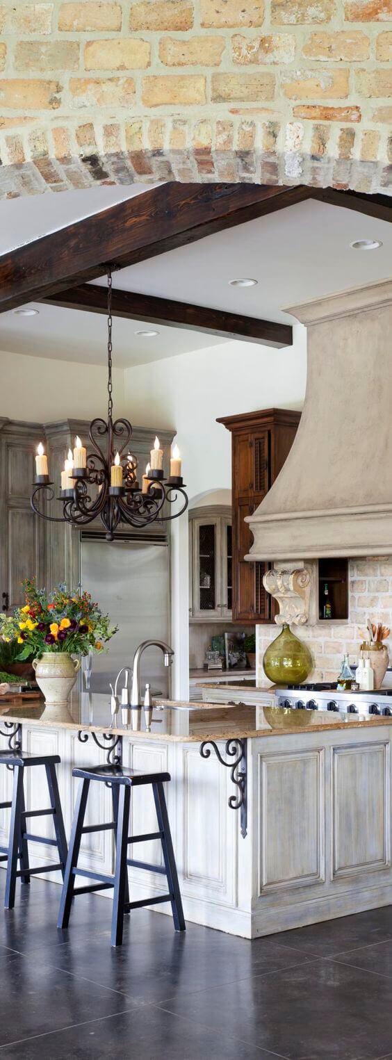 French Country Decor Fancy Kitchen with Chandeliers - Harptimes.com
