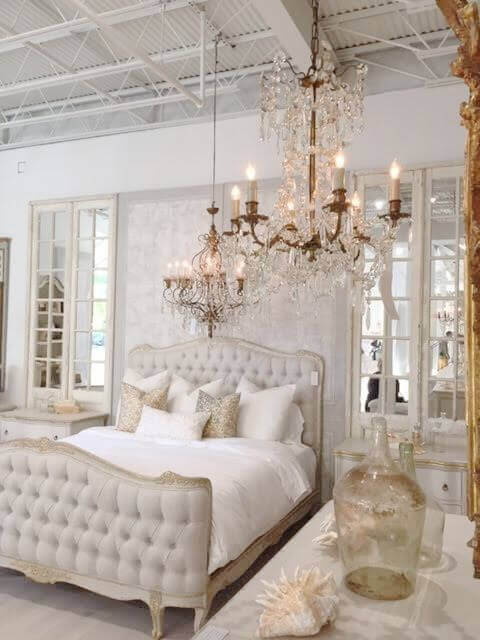 French Country Decor Luxurious Bedroom with Crystal Lights - Harptimes.com