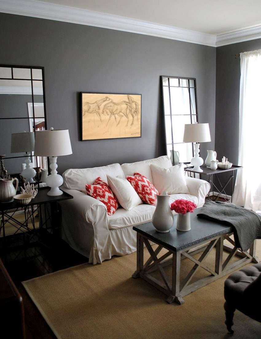 Grey with Modern Farmhouse White in Living Room Ideas