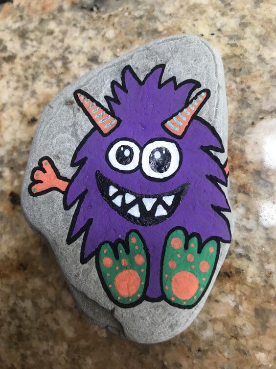 Easy Rock Painting Ideas Monster