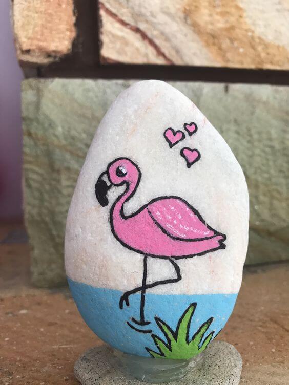 Flamingo Rock Painting Ideas Birds