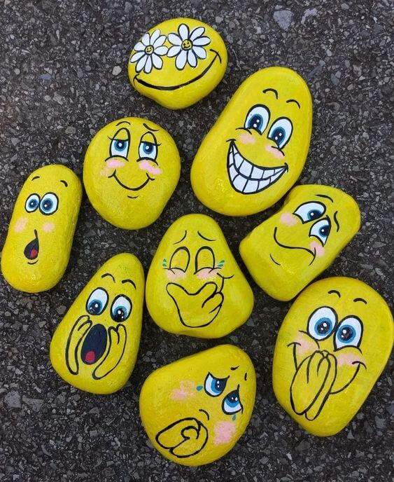 Cute Rock Painting Ideas Funny Face