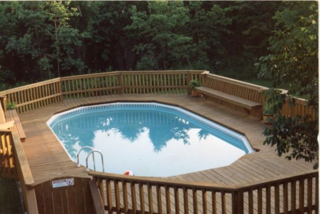 semi small backyard above ground pool ideas on a budget with Deck and Railing Ideas